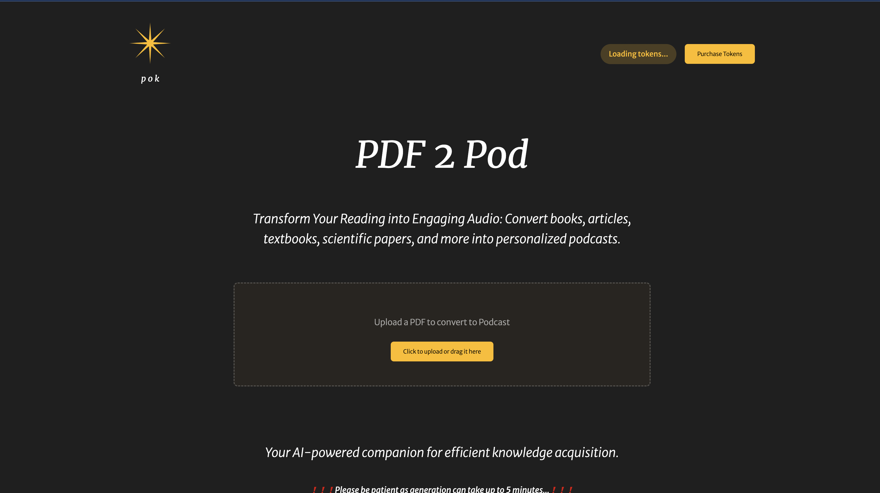 pdf2pod.com Interface